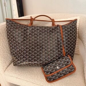 GOYARD SAINT LOUIS GM BAG (BLACK & TAN)